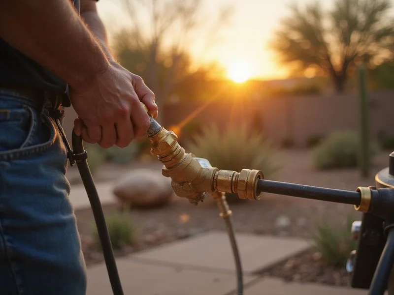 Professional natural gas hookup installation for outdoor kitchen grill in Surprise AZ