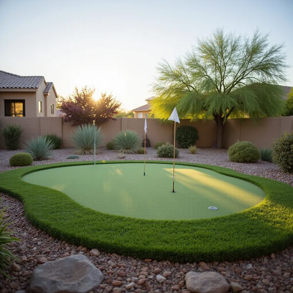 Backyard putting green installation